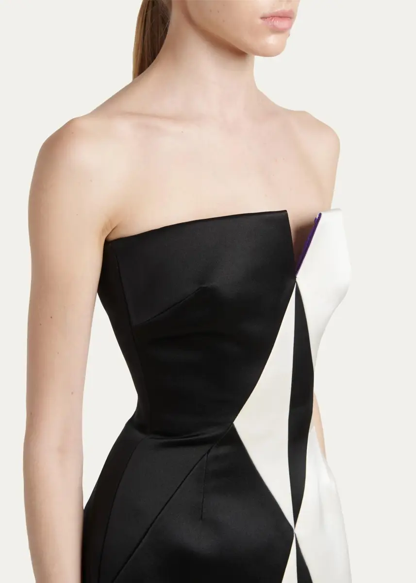 Versace Strapless Diamond Paneled Satin Mini Cocktail Dress | Thumbnail 5