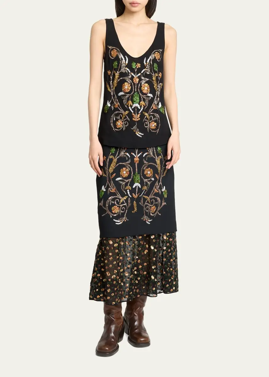 Dries Van Noten Floral Embellished Scoop-Neck Tank Top | Thumbnail 2 Dries Van Noten Floral Embellished Scoop-Neck Tank Top | Thumbnail 2