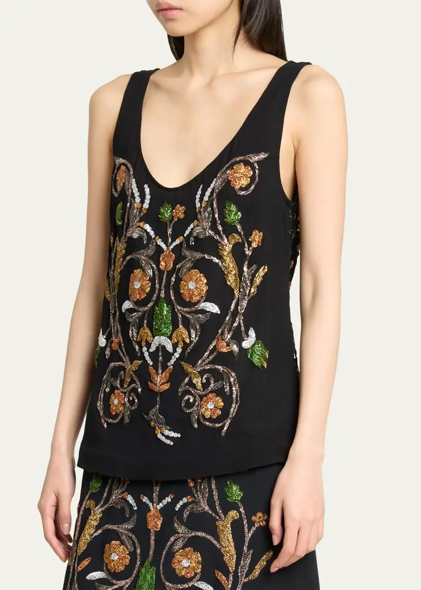 Dries Van Noten Floral Embellished Scoop-Neck Tank Top | Thumbnail 4 Dries Van Noten Floral Embellished Scoop-Neck Tank Top | Thumbnail 4