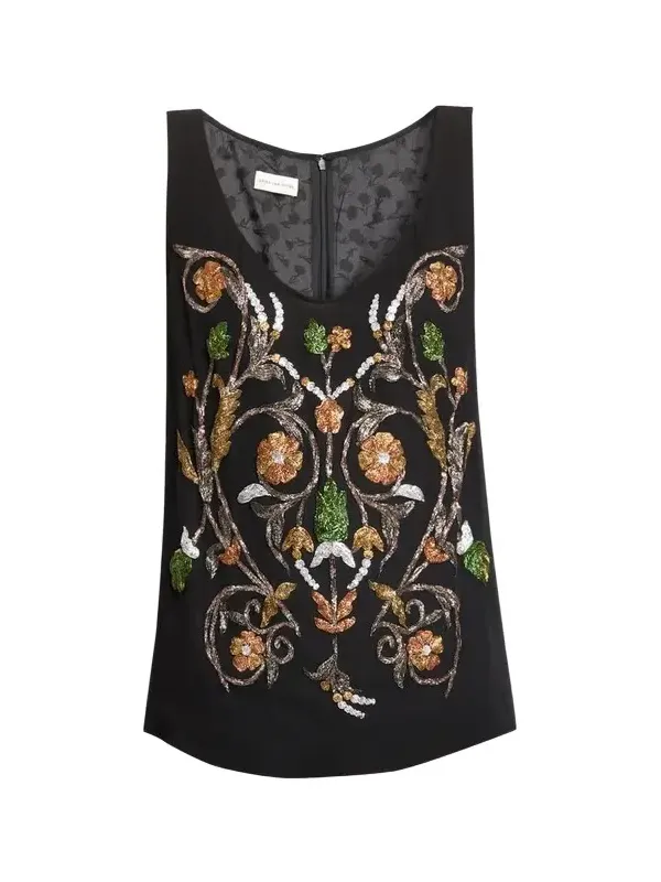 Floral Embellished Scoop-Neck Tank Top Floral Embellished Scoop-Neck Tank Top
