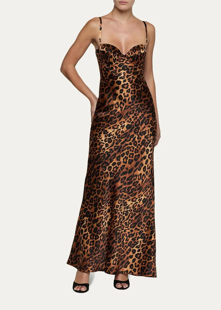 L'Agence Sayla Leopard Silk Charmeuse Gown | Thumbnail 3 L'Agence Sayla Leopard Silk Charmeuse Gown | Thumbnail 3