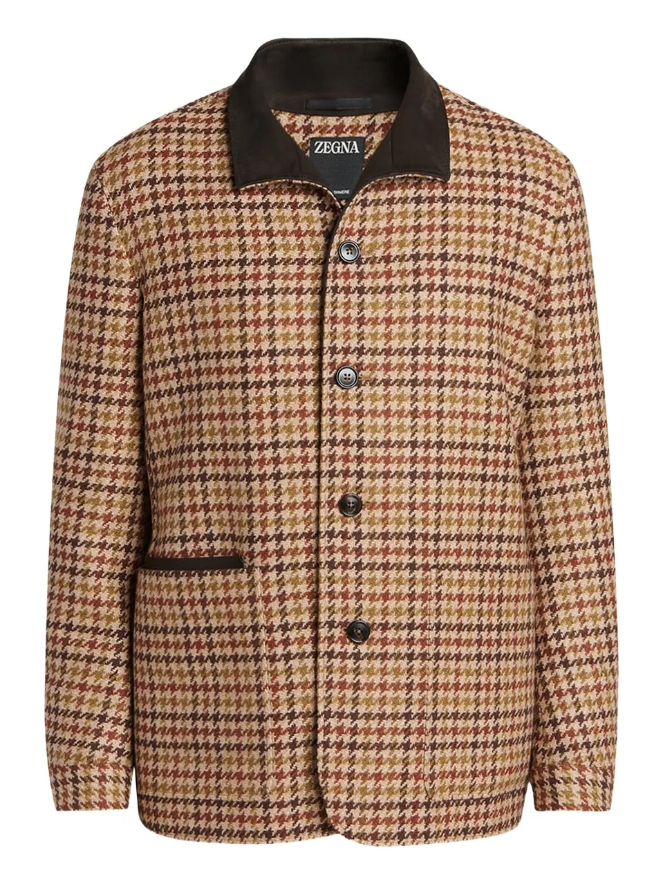 Zegna Men's Cashmere Houndstooth Shirt Jacket