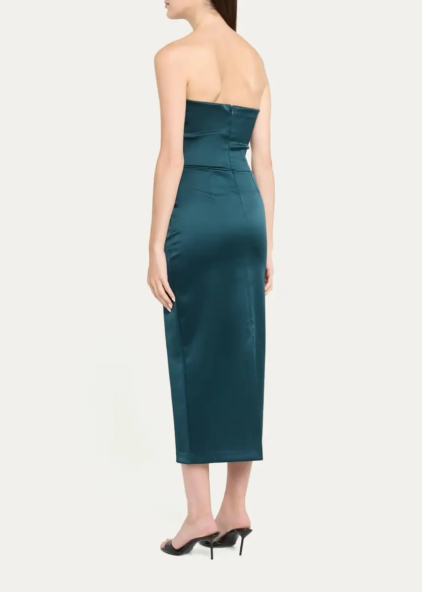 Chiara Boni La Petite Robe Voca Strapless Satin Bodycon Midi Dress | Thumbnail 3
