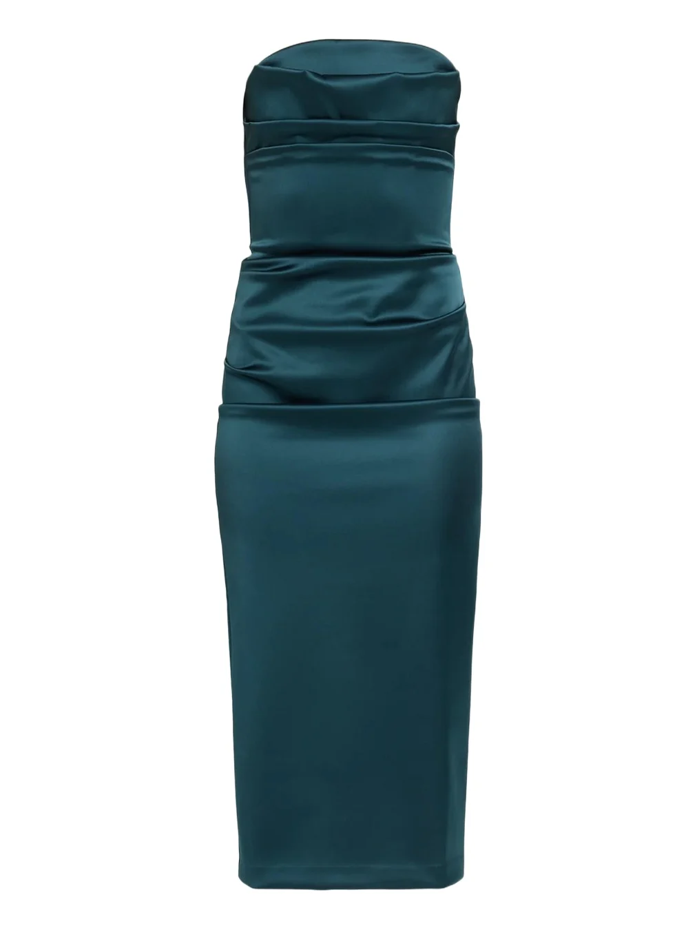 Voca Strapless Satin Bodycon Midi Dress Voca Strapless Satin Bodycon Midi Dress