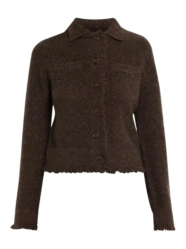 Donegal-Style Cashmere Button-Front Cardigan