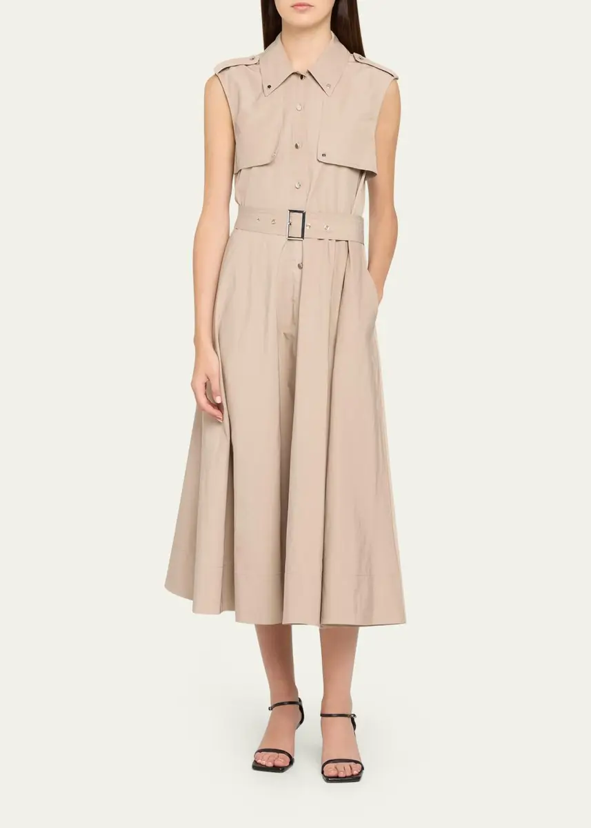 Toccin Gail Sleeveless Belted Midi Trench Dress | Thumbnail 2