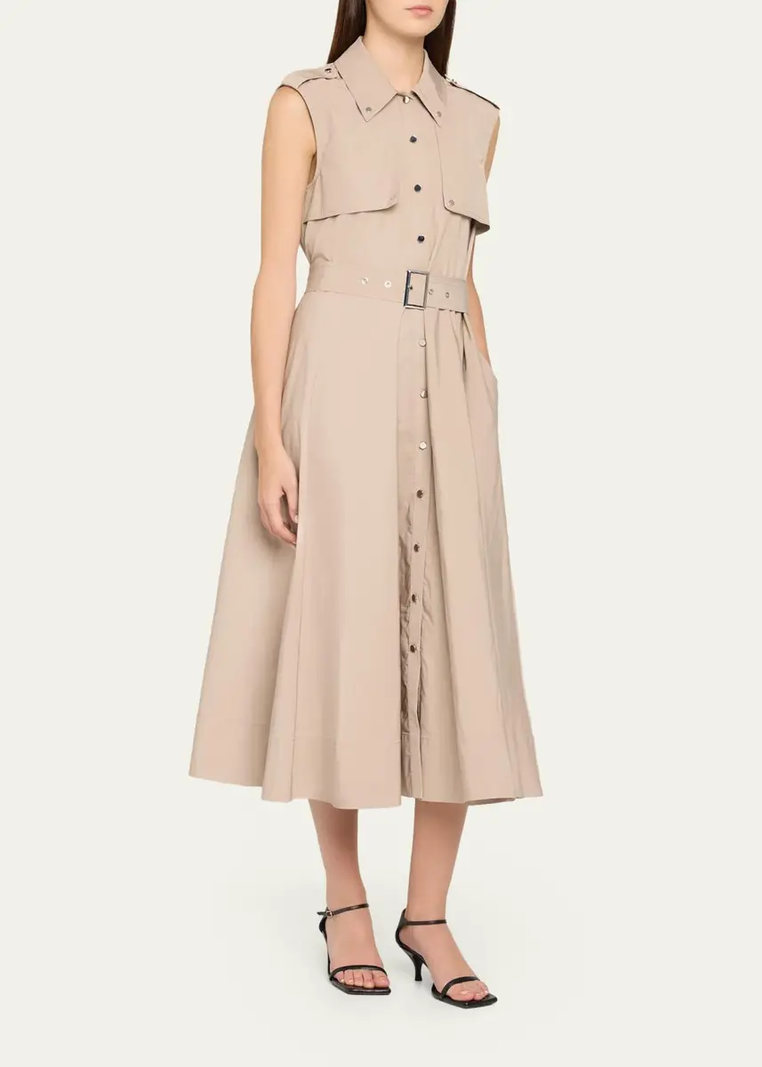 Toccin Gail Sleeveless Belted Midi Trench Dress | Thumbnail 4