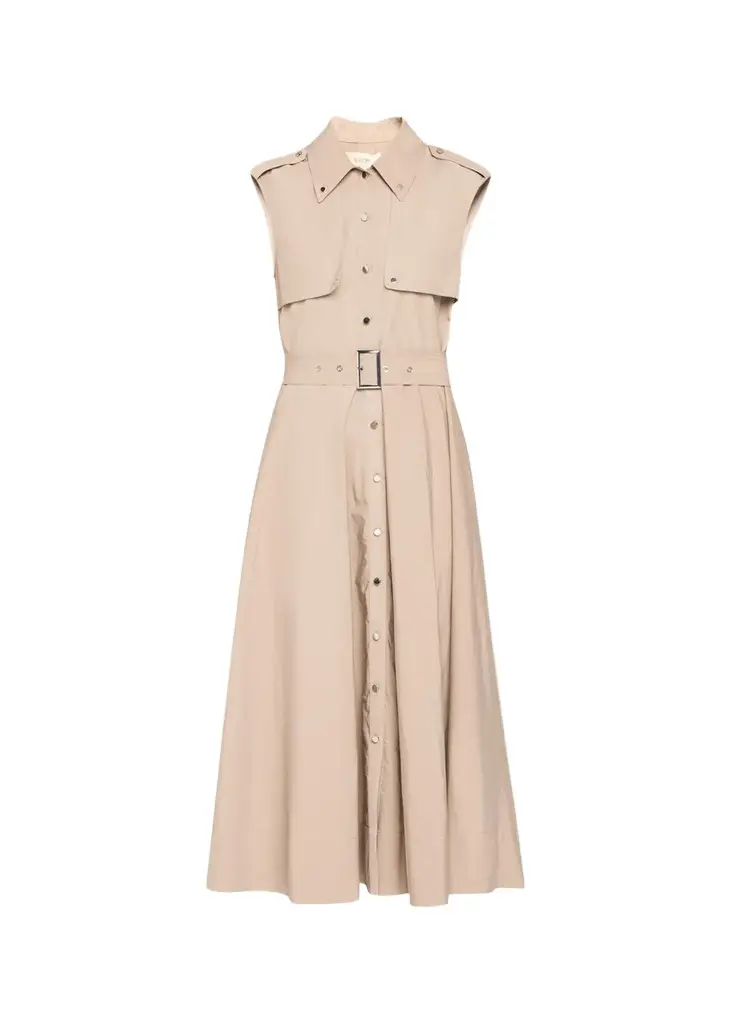 Gail Sleeveless Belted Midi Trench Dress
