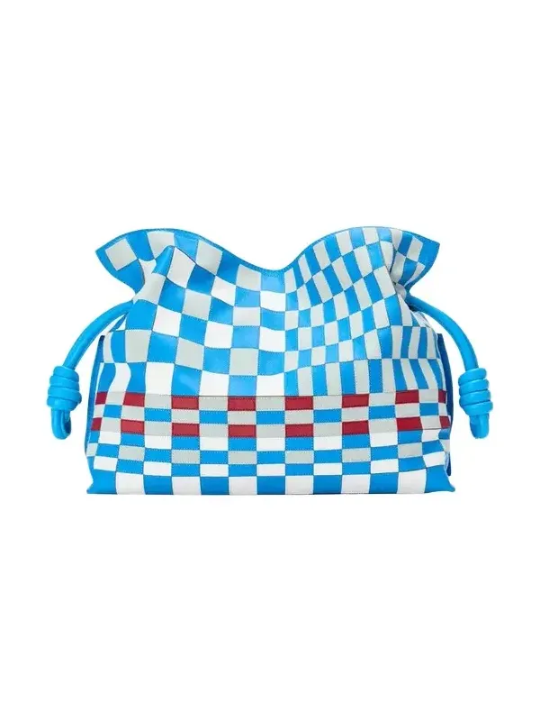 Loewe Flamenco Checkerboard Leather Clutch Bag