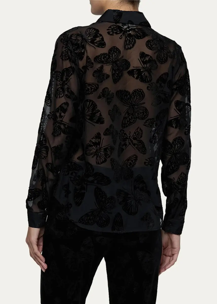 L'Agence Laurent Burnout Velvet Blouse | Thumbnail 3 L'Agence Laurent Burnout Velvet Blouse | Thumbnail 3