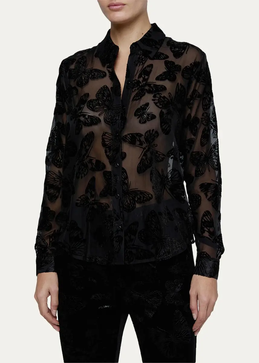 L'Agence Laurent Burnout Velvet Blouse | Thumbnail 4 L'Agence Laurent Burnout Velvet Blouse | Thumbnail 4