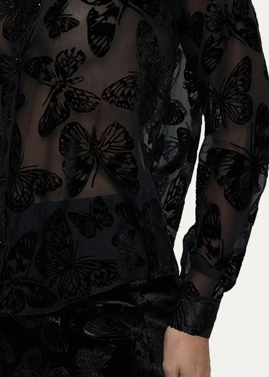 L'Agence Laurent Burnout Velvet Blouse | Thumbnail 5 L'Agence Laurent Burnout Velvet Blouse | Thumbnail 5