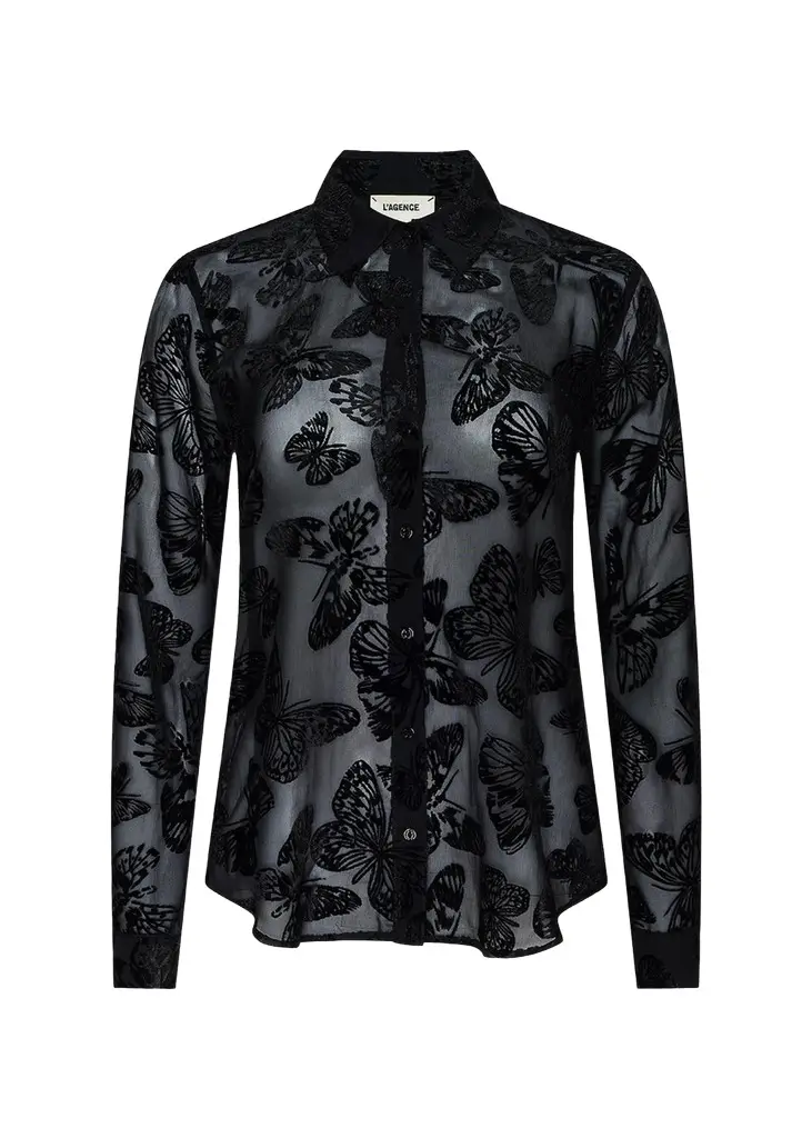 L'Agence Laurent Burnout Velvet Blouse