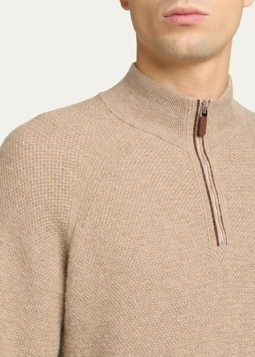 Zegna Men's Oasi Cashmere Knit Quarter-Zip Sweater | Thumbnail 5 Zegna Men's Oasi Cashmere Knit Quarter-Zip Sweater | Thumbnail 5
