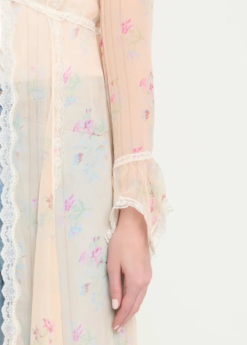 LoveShackFancy Mariven Lace-Trim Floral Silk Duster Cardigan | Thumbnail 5 LoveShackFancy Mariven Lace-Trim Floral Silk Duster Cardigan | Thumbnail 5
