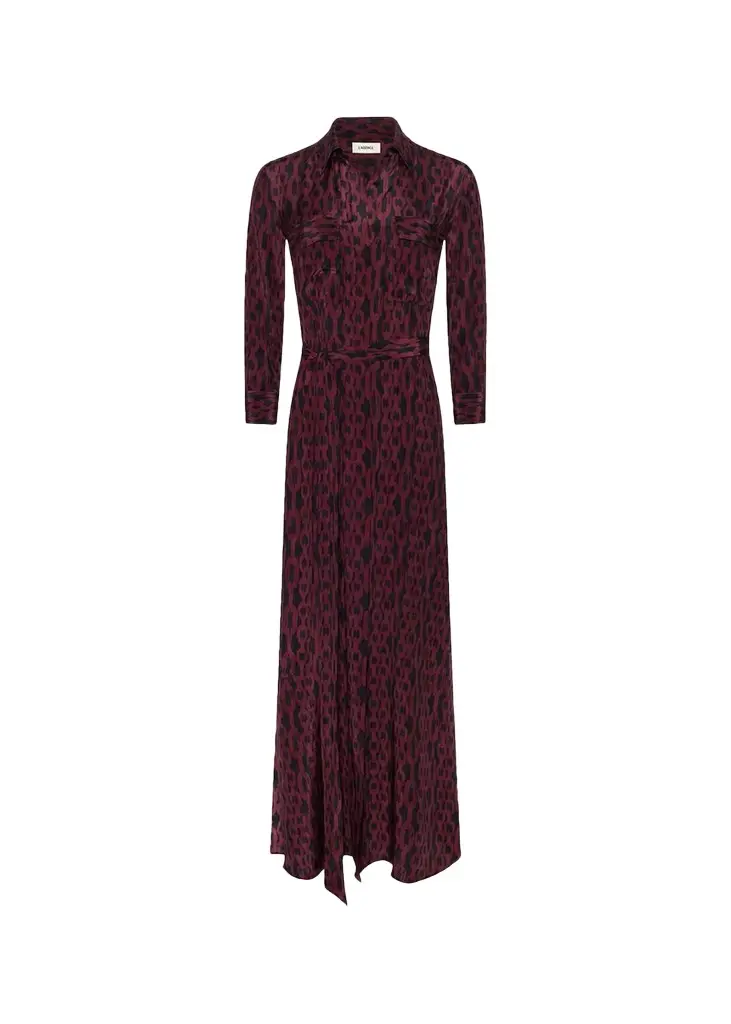 L'Agence Cameron Printed Silk Maxi Shirtdress