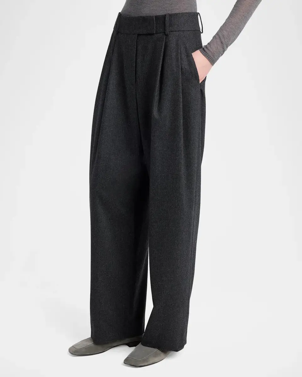 Giorgio Armani Herringbone Wool-Cashmere Flannel Wide-Leg Trousers | Thumbnail 4 Giorgio Armani Herringbone Wool-Cashmere Flannel Wide-Leg Trousers | Thumbnail 4