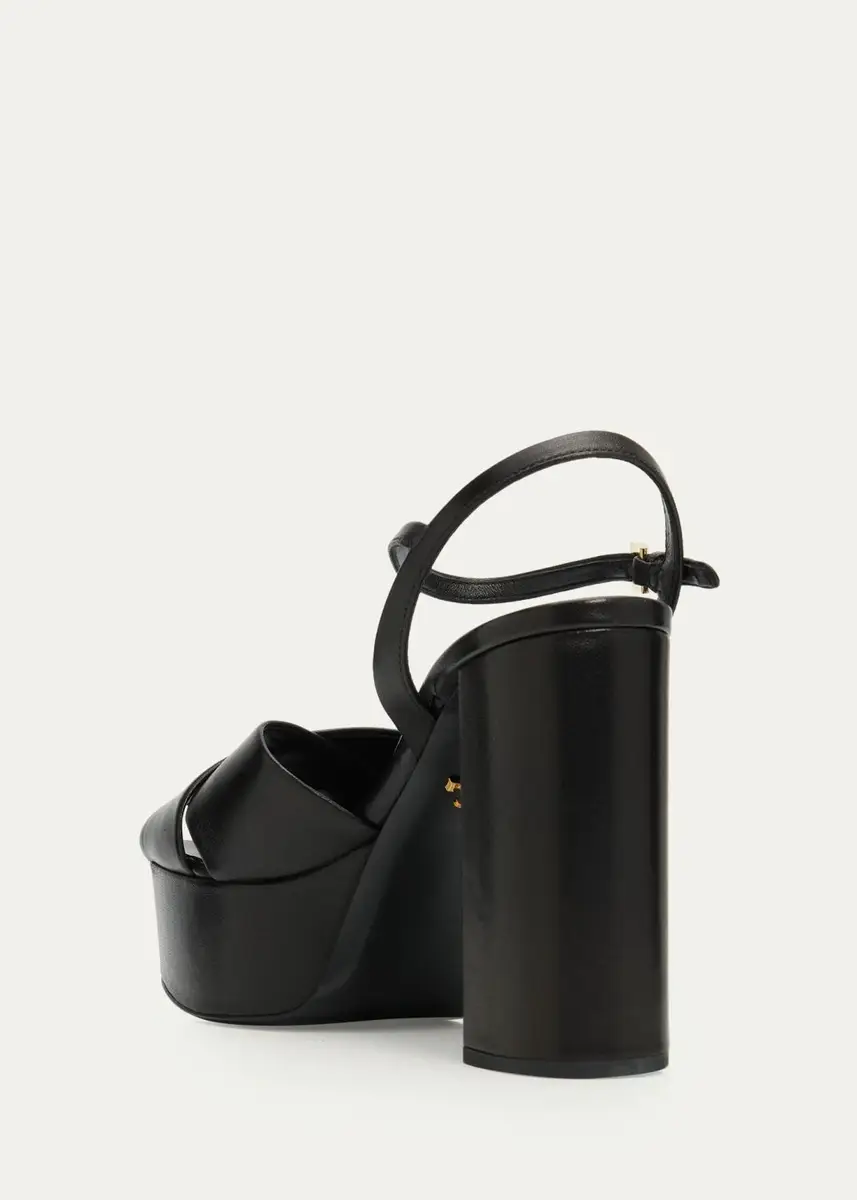 Prada 115mm Leather Crisscross Platform Sandals | Thumbnail 4 Prada 115mm Leather Crisscross Platform Sandals | Thumbnail 4