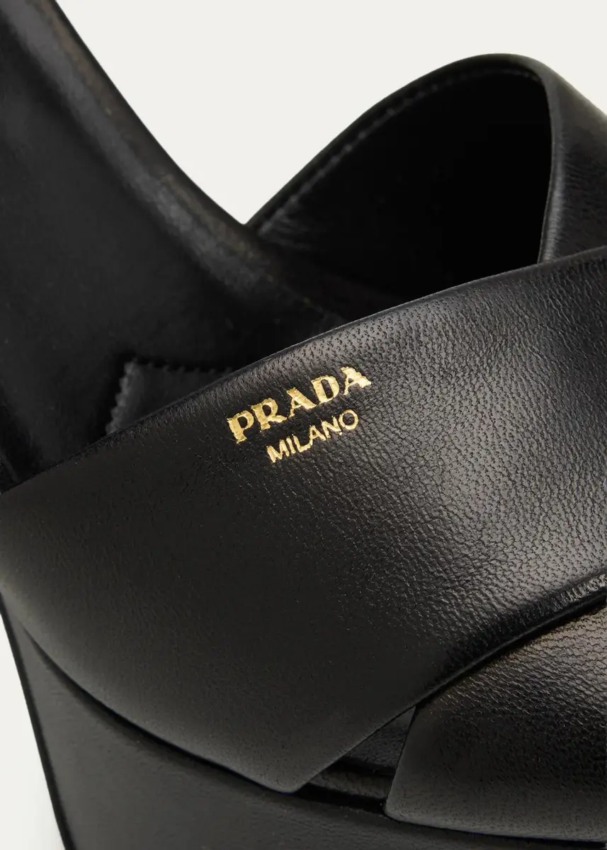 Prada 115mm Leather Crisscross Platform Sandals | Thumbnail 5 Prada 115mm Leather Crisscross Platform Sandals | Thumbnail 5