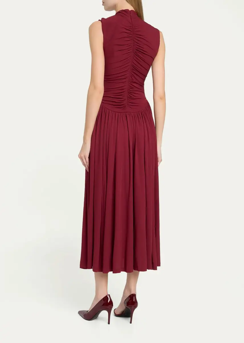Toccin Faria Ruched Mock-Neck Jersey Midi Dress | Thumbnail 3