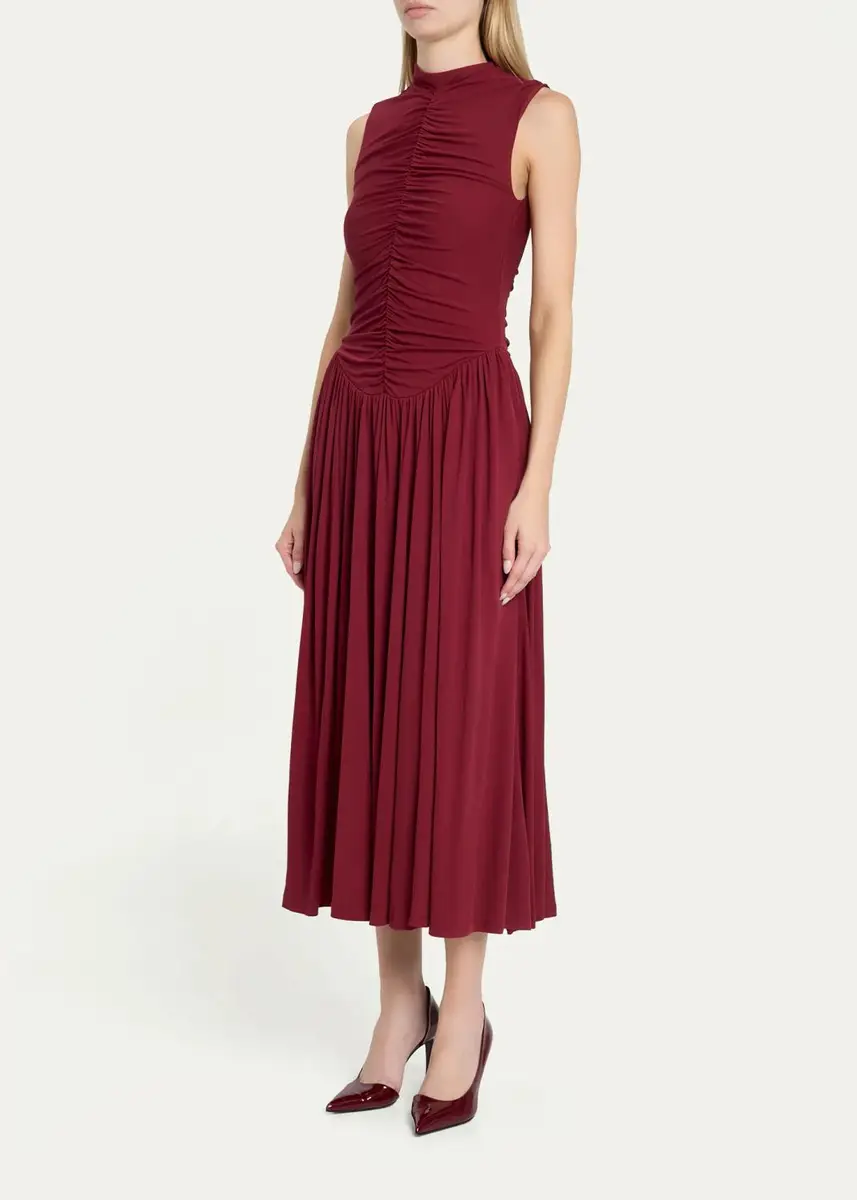 Toccin Faria Ruched Mock-Neck Jersey Midi Dress | Thumbnail 4