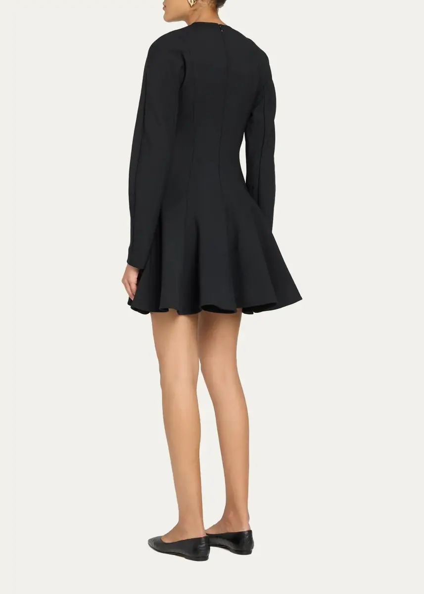 Stella McCartney Long-Sleeve Peplum Wool Stretch Mini Dress | Thumbnail 3 Stella McCartney Long-Sleeve Peplum Wool Stretch Mini Dress | Thumbnail 3