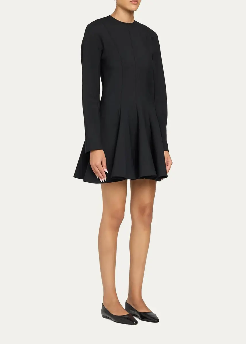 Stella McCartney Long-Sleeve Peplum Wool Stretch Mini Dress | Thumbnail 4 Stella McCartney Long-Sleeve Peplum Wool Stretch Mini Dress | Thumbnail 4