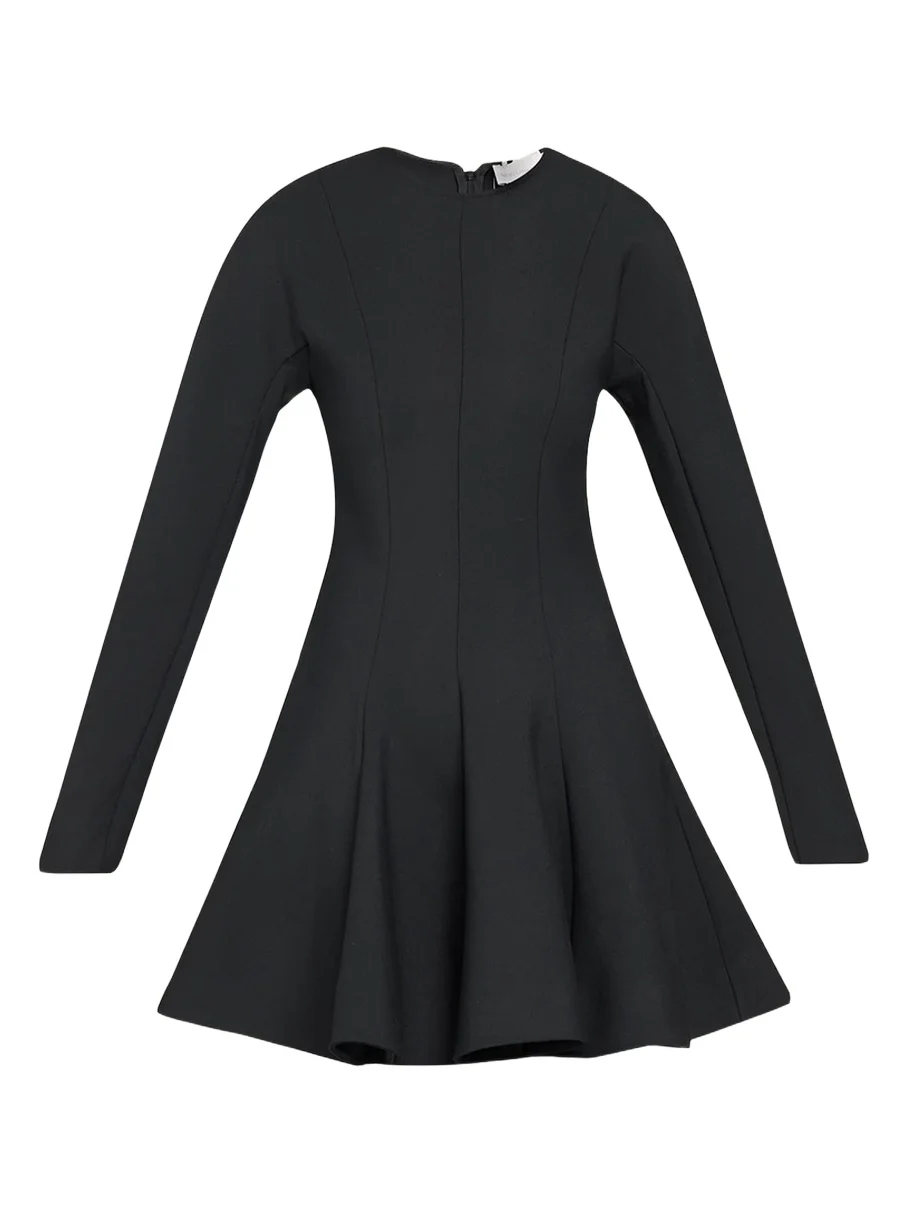 Long-Sleeve Peplum Wool Stretch Mini Dress Long-Sleeve Peplum Wool Stretch Mini Dress