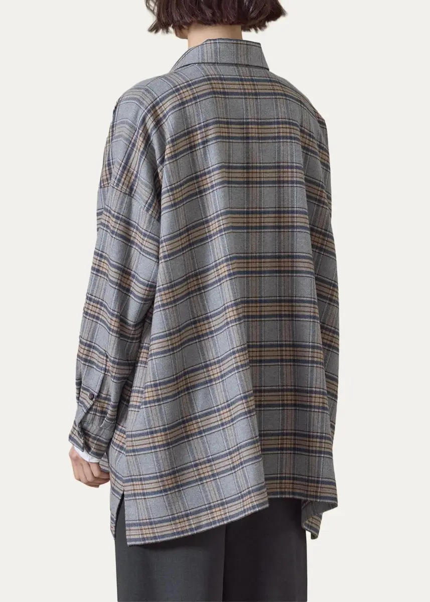 Eskandar Wide A-Line Shirt Jacket With Collar - Long Length | Thumbnail 2 Eskandar Wide A-Line Shirt Jacket With Collar - Long Length | Thumbnail 2