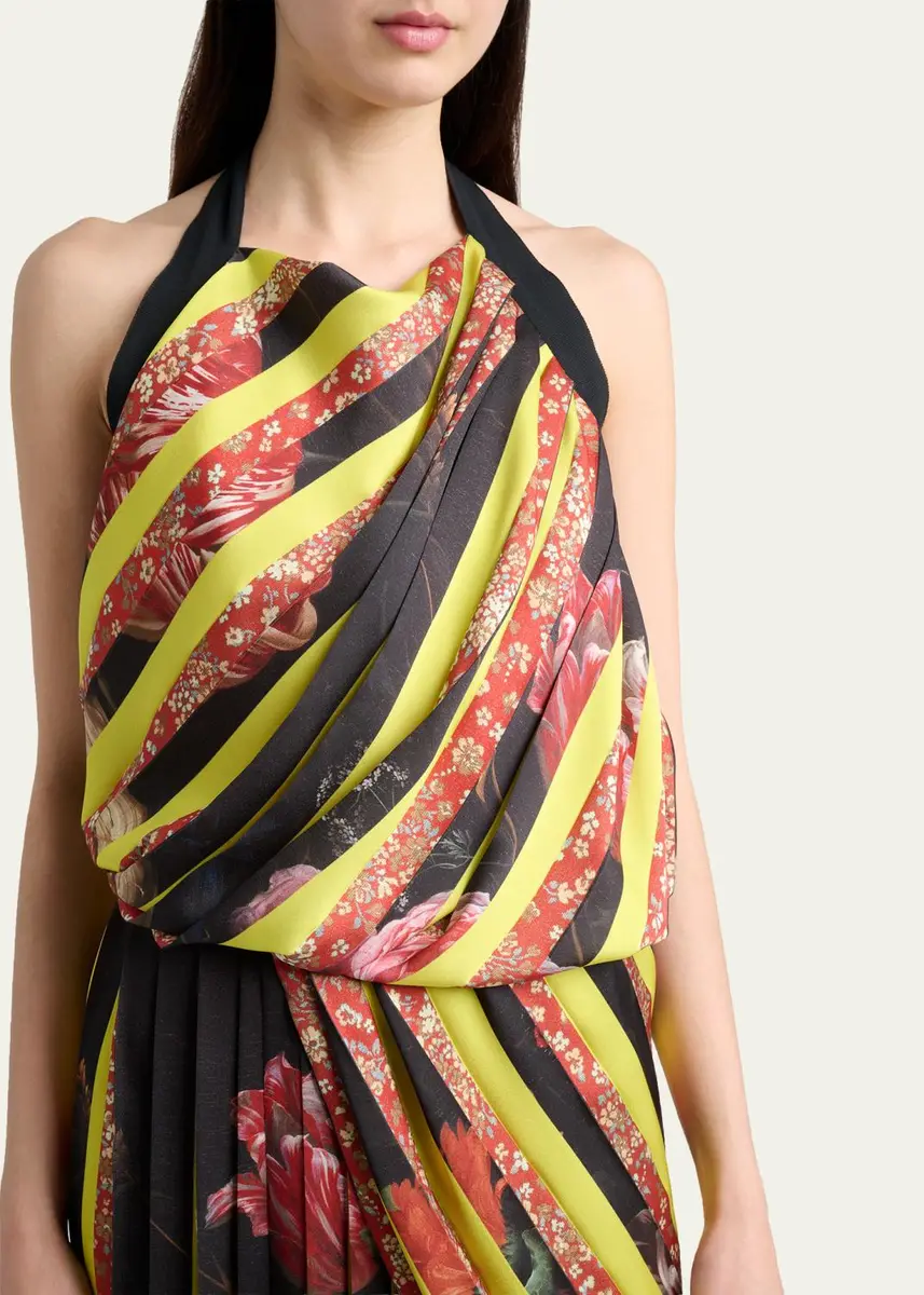 Dries Van Noten Darnot Mixed Print Pleated Halter Maxi Dress | Thumbnail 5 Dries Van Noten Darnot Mixed Print Pleated Halter Maxi Dress | Thumbnail 5