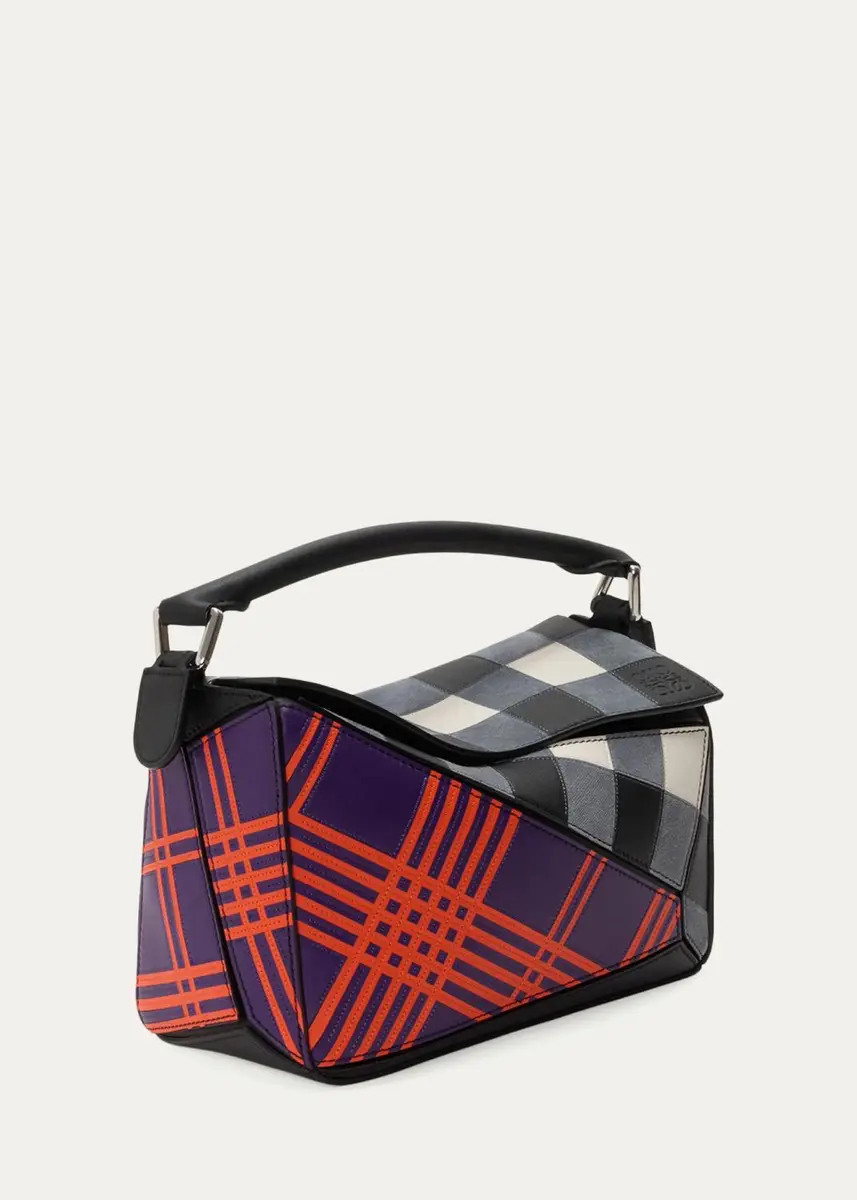Loewe Puzzle Check & Plaid Leather Top-Handle Bag | Thumbnail 2 Loewe Puzzle Check & Plaid Leather Top-Handle Bag | Thumbnail 2