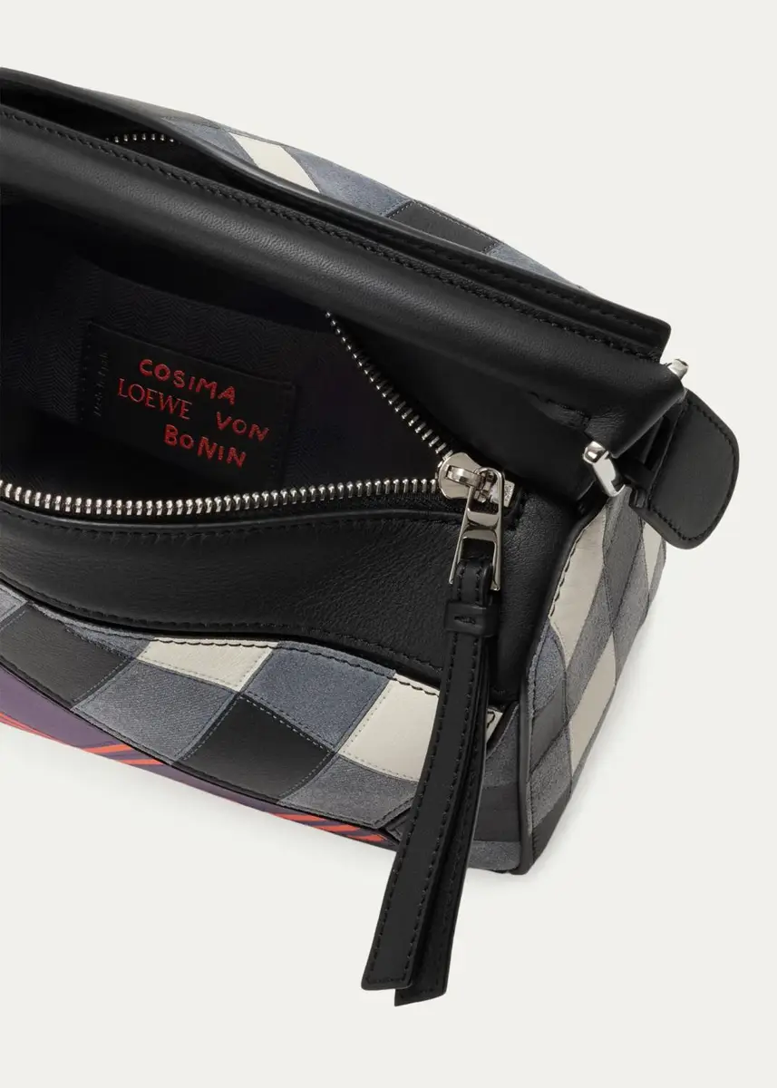 Loewe Puzzle Check & Plaid Leather Top-Handle Bag | Thumbnail 3 Loewe Puzzle Check & Plaid Leather Top-Handle Bag | Thumbnail 3