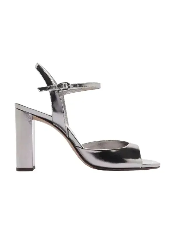 90mm Amy Metallic Leather Ankle-Strap Sandals 90mm Amy Metallic Leather Ankle-Strap Sandals