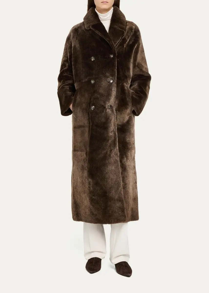 Yves Salomon Manteau Lamb Shearling Double-Breasted Long Coat | Thumbnail 2 Yves Salomon Manteau Lamb Shearling Double-Breasted Long Coat | Thumbnail 2