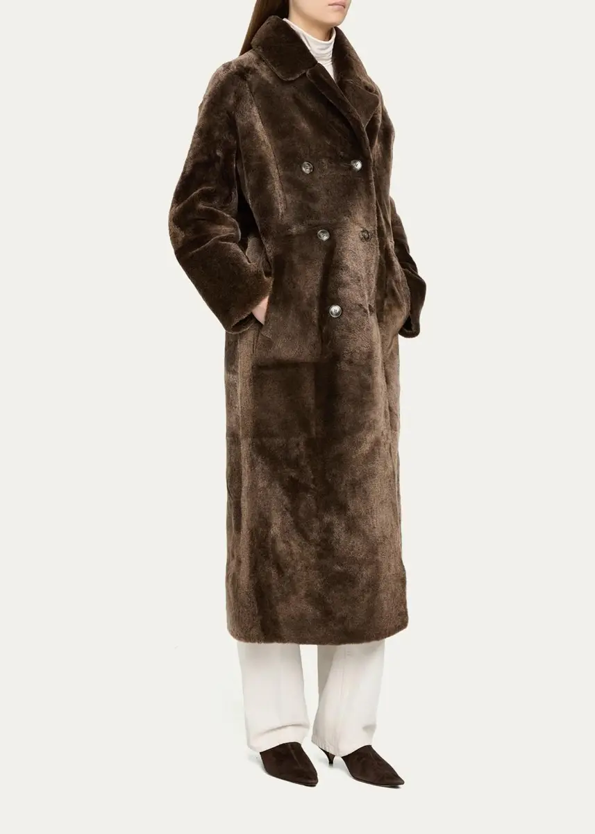 Yves Salomon Manteau Lamb Shearling Double-Breasted Long Coat | Thumbnail 4 Yves Salomon Manteau Lamb Shearling Double-Breasted Long Coat | Thumbnail 4