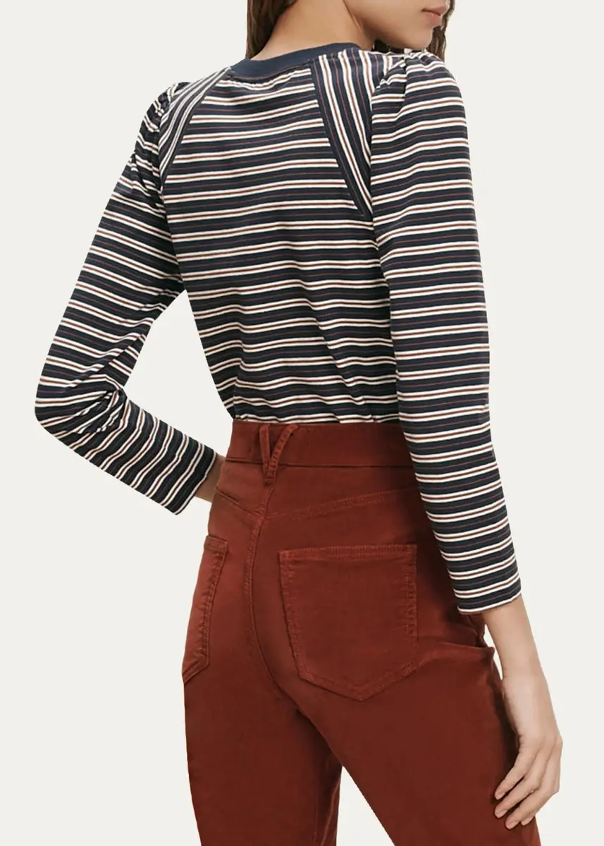 Veronica Beard Mason Striped Crewneck Baseball T-Shirt | Thumbnail 3