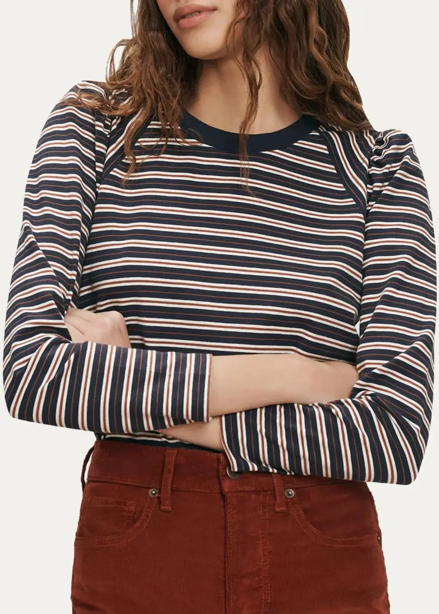Veronica Beard Mason Striped Crewneck Baseball T-Shirt | Thumbnail 4