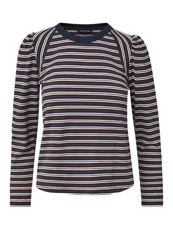 Veronica Beard Mason Striped Crewneck Baseball T-Shirt