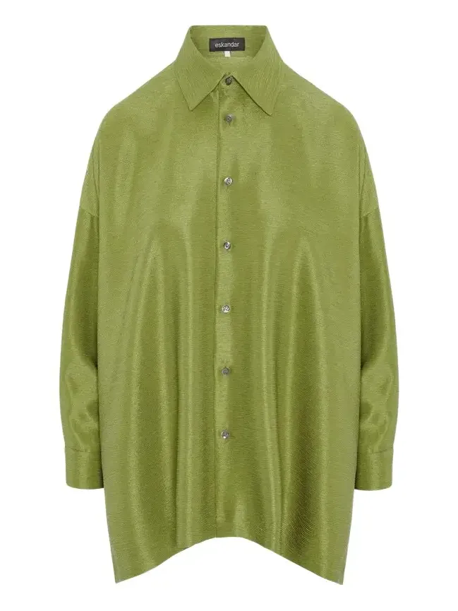 Wide A-Line Shirt With collar - Long Length Wide A-Line Shirt With collar - Long Length