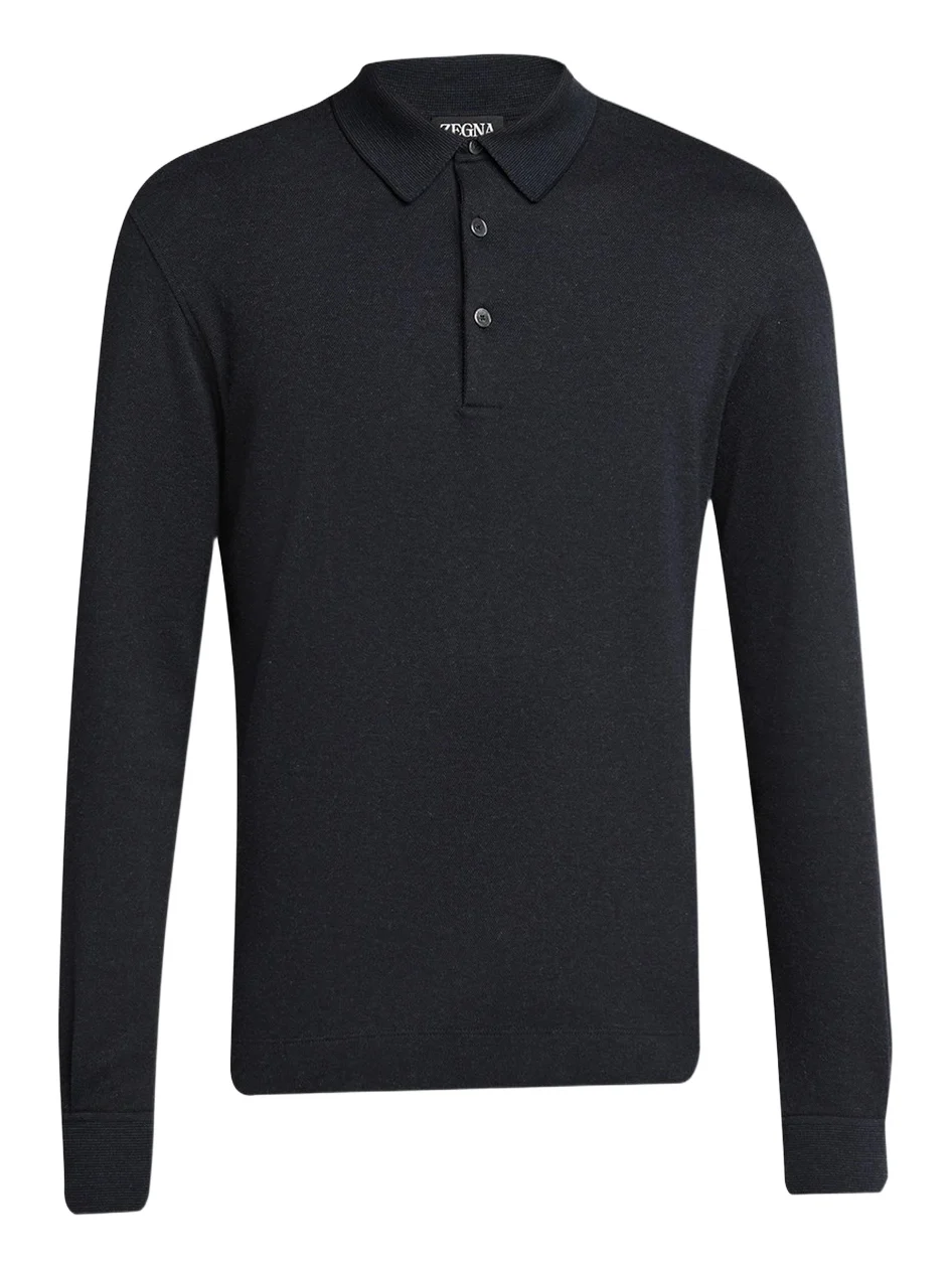 Zegna Men's Cotton Long-Sleeve Polo Shirt
