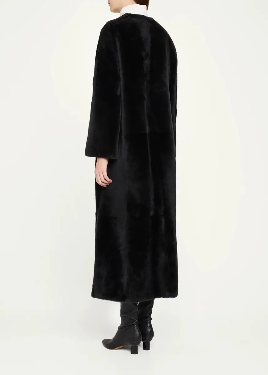 Yves Salomon Manteau Lamb Shearling Collarless Long Coat | Thumbnail 3 Yves Salomon Manteau Lamb Shearling Collarless Long Coat | Thumbnail 3