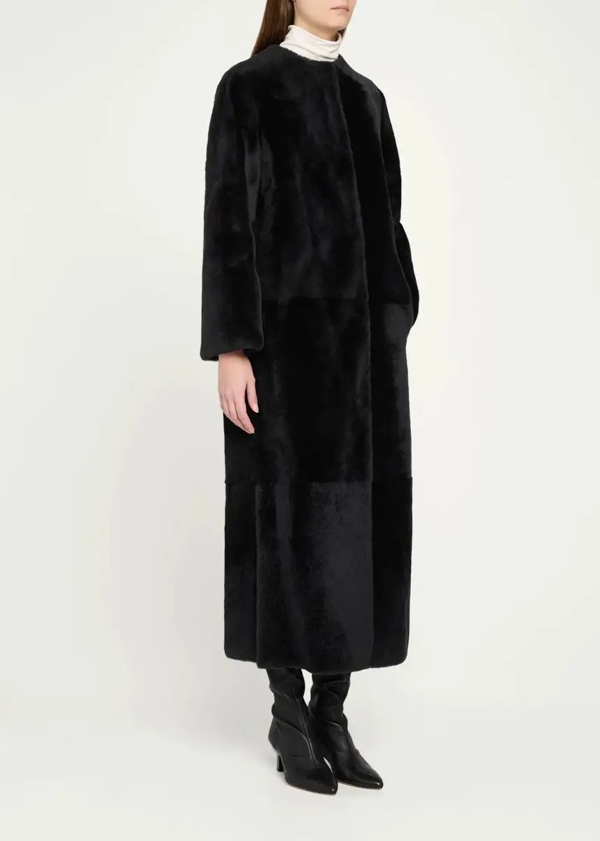 Yves Salomon Manteau Lamb Shearling Collarless Long Coat | Thumbnail 4 Yves Salomon Manteau Lamb Shearling Collarless Long Coat | Thumbnail 4