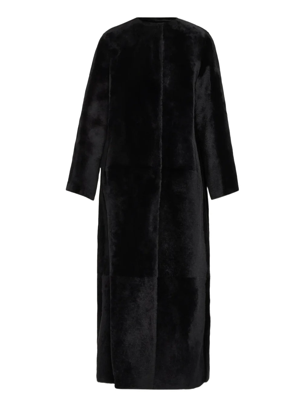 Manteau Lamb Shearling Collarless Long Coat Manteau Lamb Shearling Collarless Long Coat