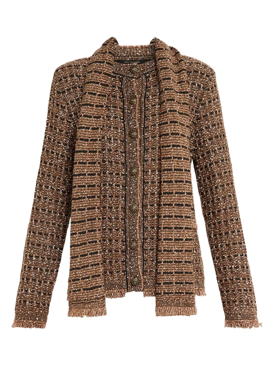 Kobi Halperin Faye Fringed Metallic Knit Sweater