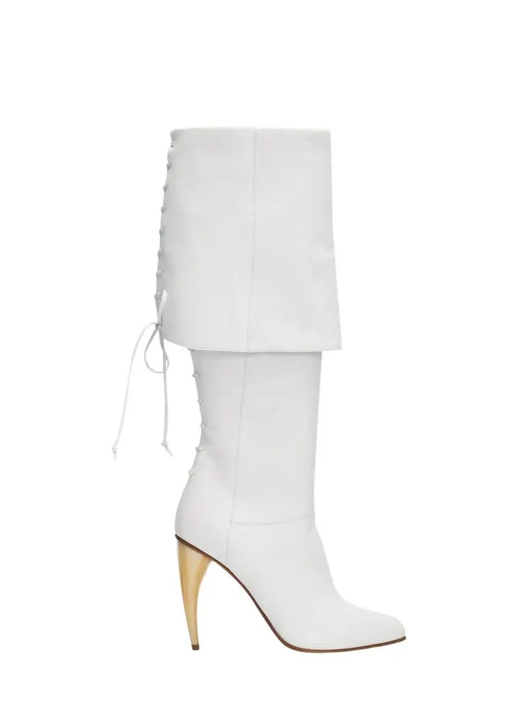 Alexander McQueen 105mm Horn Leather Knee-High Boots