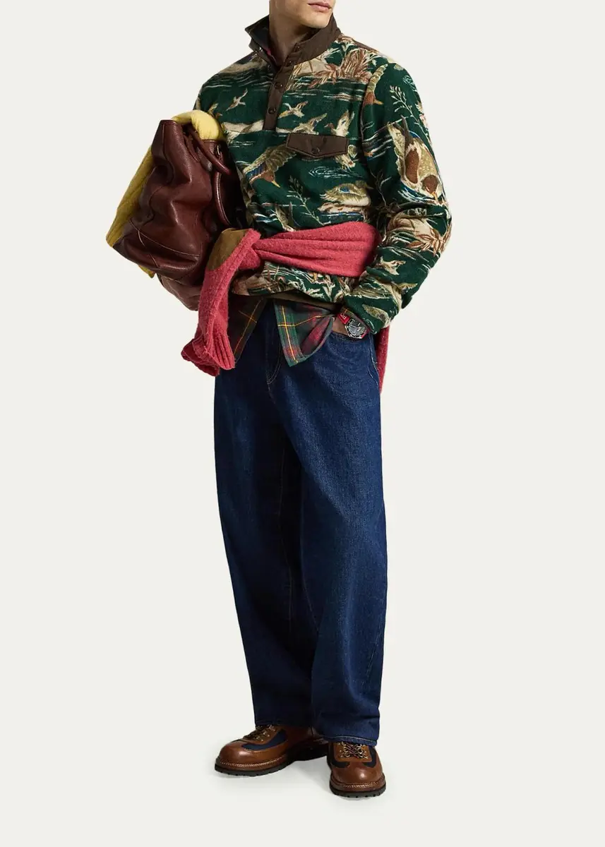 Polo Ralph Lauren Men's Duck-Print Brushed Fleece Pullover | Thumbnail 2