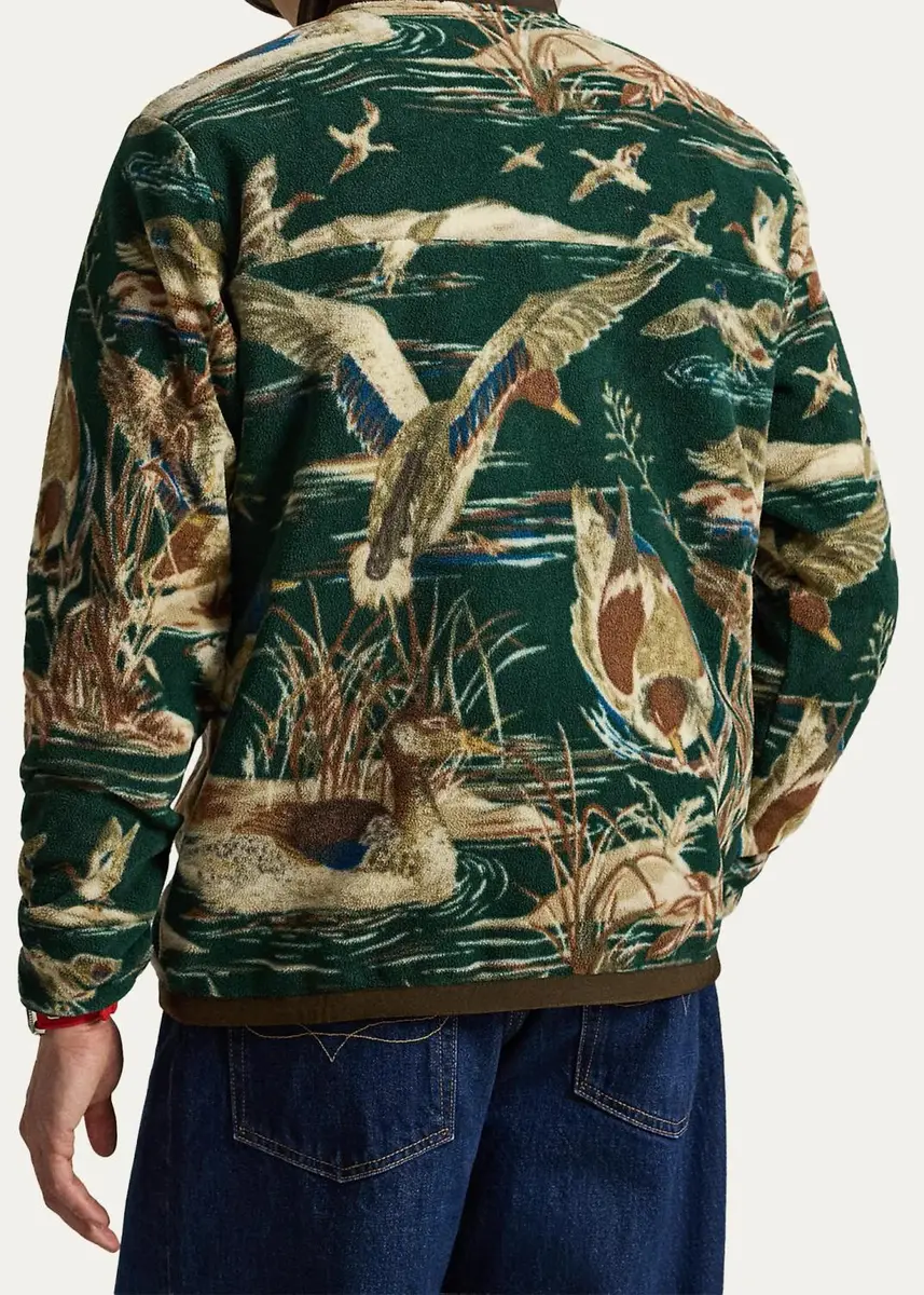 Polo Ralph Lauren Men's Duck-Print Brushed Fleece Pullover | Thumbnail 3