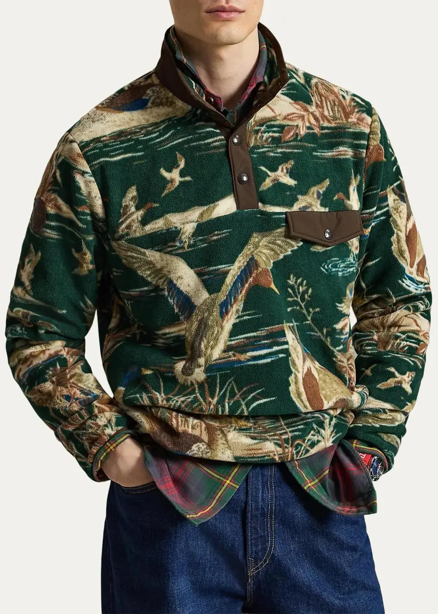 Polo Ralph Lauren Men's Duck-Print Brushed Fleece Pullover | Thumbnail 4