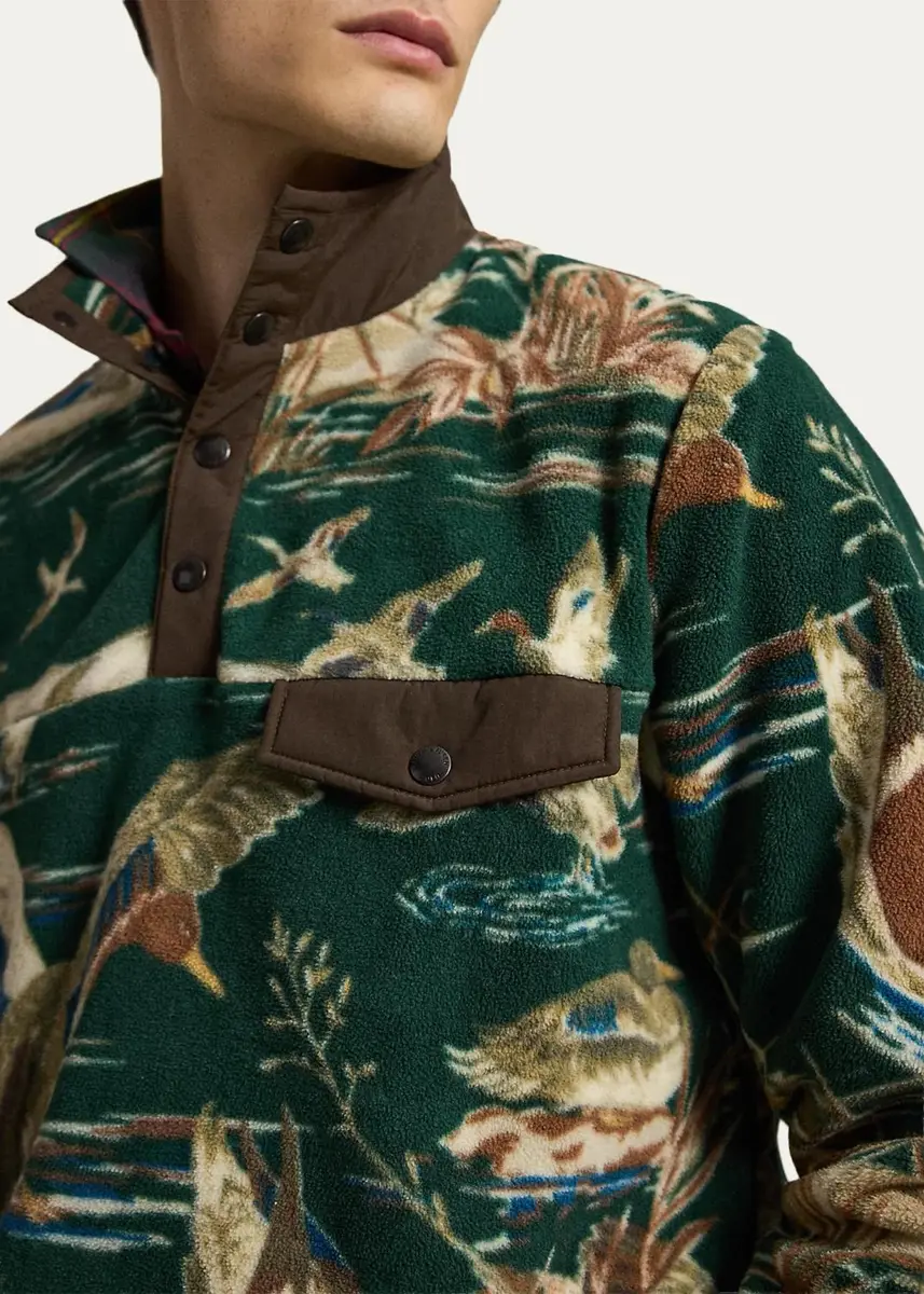 Polo Ralph Lauren Men's Duck-Print Brushed Fleece Pullover | Thumbnail 5