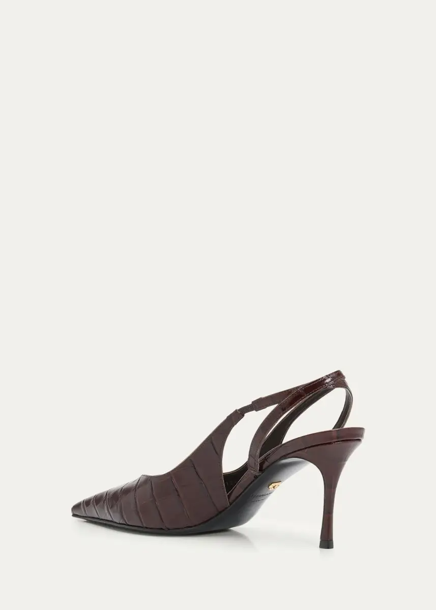 Ferragamo Dafne 70MM Croc-Embossed Slingback Pumps | Thumbnail 4 Ferragamo Dafne 70MM Croc-Embossed Slingback Pumps | Thumbnail 4